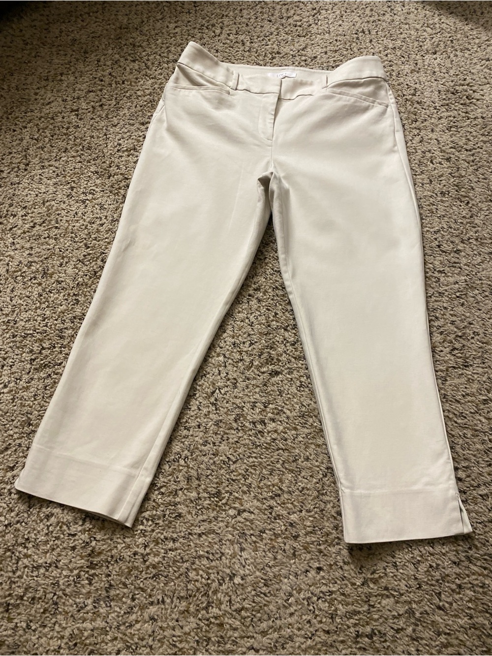 LOFT “Julie” Cream Cropped Straight Leg Rivera Pants